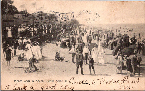 OH, CEDAR POINT - Board Walk, Beach, possibly a box camera on right - sl2819