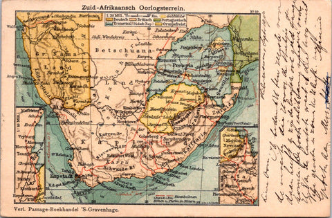 Foreign postcard - SOUTH AFRICAN - @1900 Theatre of War Map - SL2838