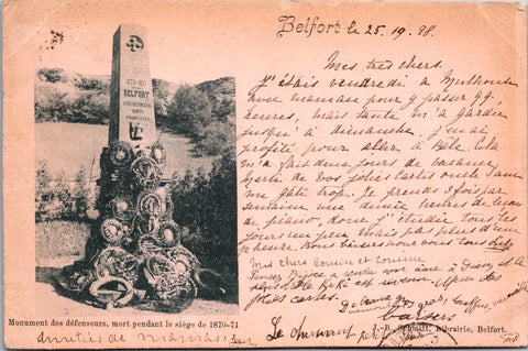 Foreign postcard - BELFORT, France - Monument defenders who died - SL2851