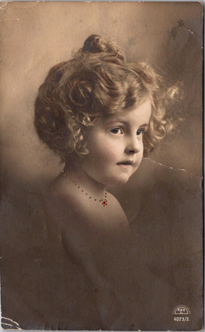 People - Girl - young angelic face, necklace painted on - R & K RPPC - SL2990