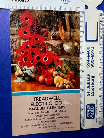 MA, Worcester - TREADWELL Electric Co vacuum cleaner advertising blotter - sw01