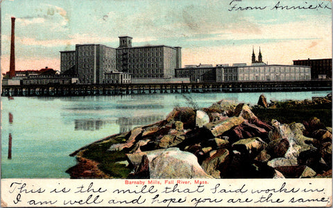 MA, FALL RIVER- Barnaby Mills - 1907 postcard - T00070