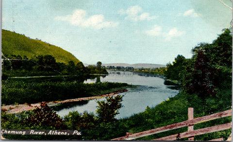 PA, Athens - Chemung River scene - 1912 Athens Flag postmark - T00130