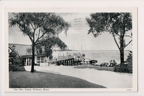 MA, Salem Willows - The Pier - North Shore sign and People postcard