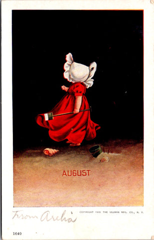 Greetings - Misc - Sunbonnet girl - AUGUST card - T00186