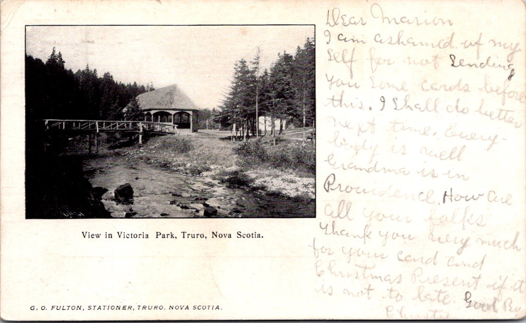 Canada - TRURO, NS - Victoria Park, Gazebo, bridge - 1906 postcard - w00113