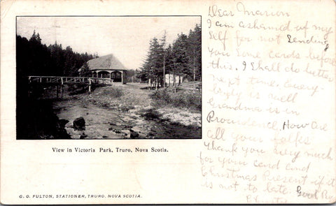 Canada - TRURO, NS - Victoria Park, Gazebo, bridge - 1906 postcard - w00113