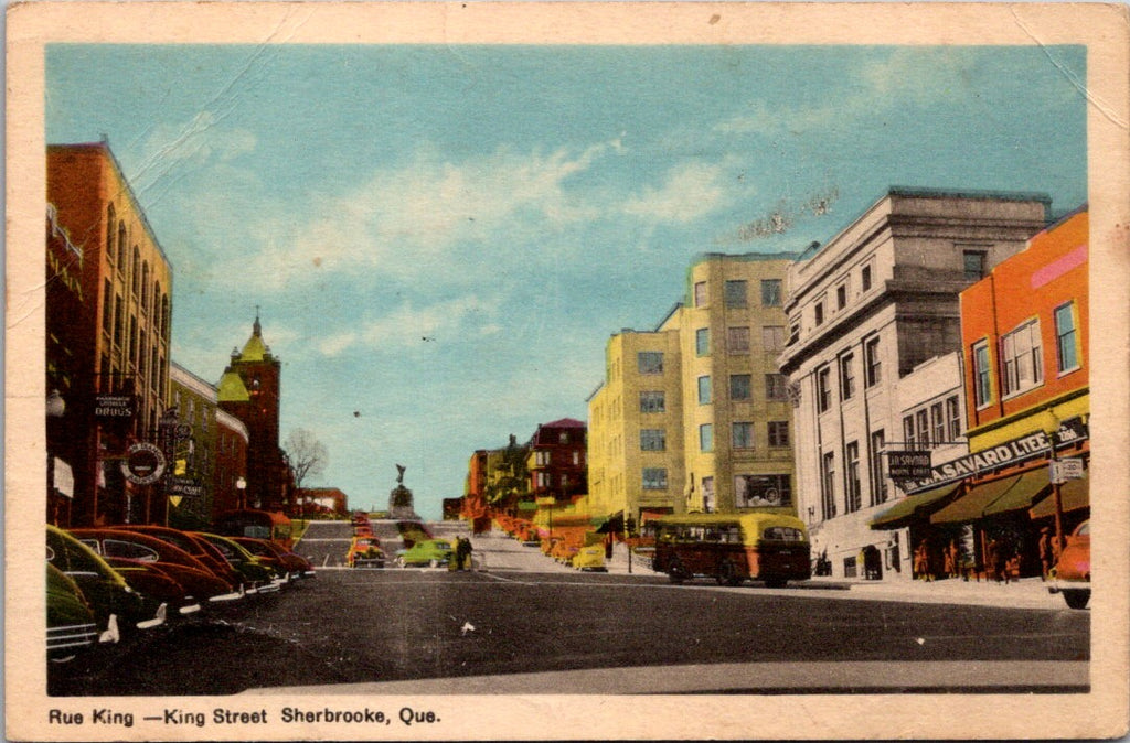Canada - SHERBROOKE, QC - King St, JA Savard - 1950 postcard - w00135