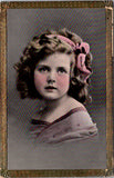 People - Girl - head and shoulder shot with pink added to cheeks RPPC - W00395