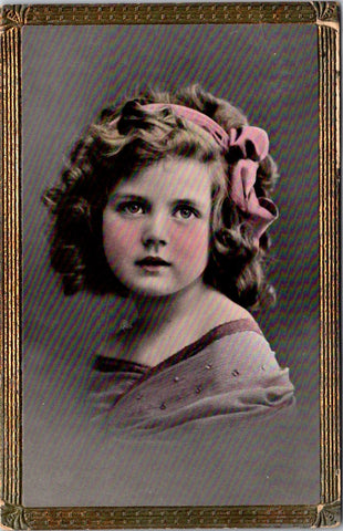 People - Girl - head and shoulder shot with pink added to cheeks RPPC - W00395