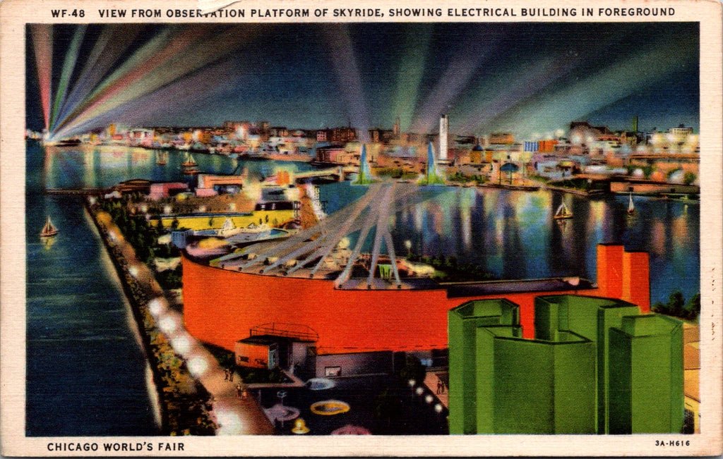 IL, CHICAGO - Century of Progress Worlds Fair, Electric Bldg etc postcard - w004