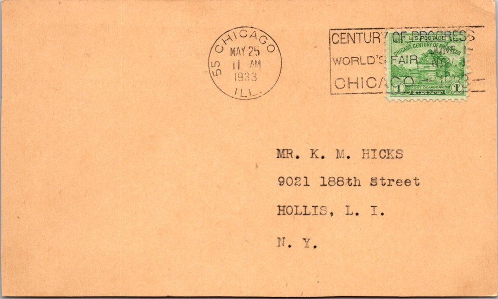 IL, CHICAGO - Century of Progress Worlds Fair - Fair Slogan killer, stamp - w004