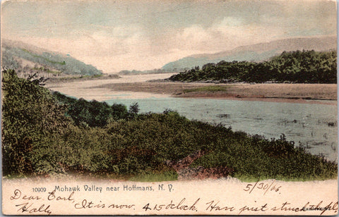 NY, HOFFMANS - Mohawk Valley river scene postcard - w00602