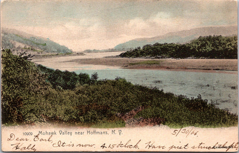 NY, Hoffmans - Mohawk Valley river scene postcard - w00602