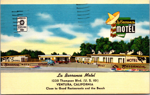 CA, Ventura - La Barranca Motel - 1962 postcard - w00793