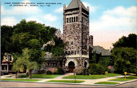 IL, PEORIA - First Federated Church w/reference to Easter Services postcard - w0