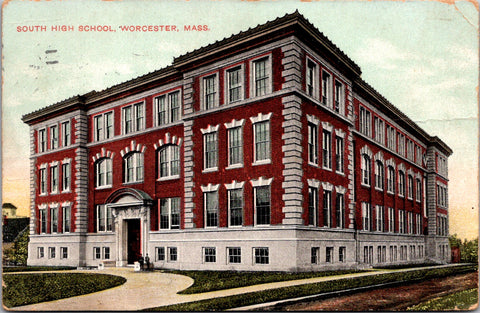 MA, WORCESTER - South High School - 1913 S Langsdorf postcard - w01251