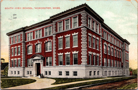 MA, Worcester - South High School - 1913 S Langsdorf postcard - w01251