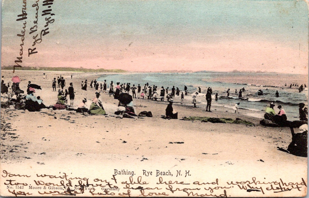 NH, RYE BEACH - Bathing scene@1910 postcard - w01520