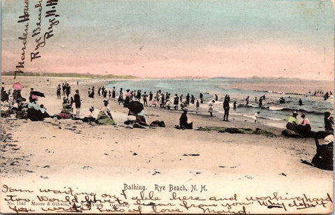 NH, RYE BEACH - Bathing scene@1910 postcard - w01520