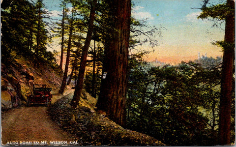 CA, MT WILSON - Auto Road convertible car on dirt road postcard - w01535