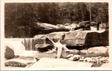NH, NORTH CONWAY - Dianas Baths - man in suit standing on rocks - RPPC - w01744