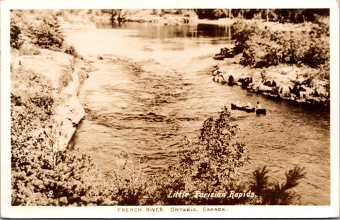 Canada - ONTARIO - Little Parisian Rapids, French River, canoes RPPC - w01779