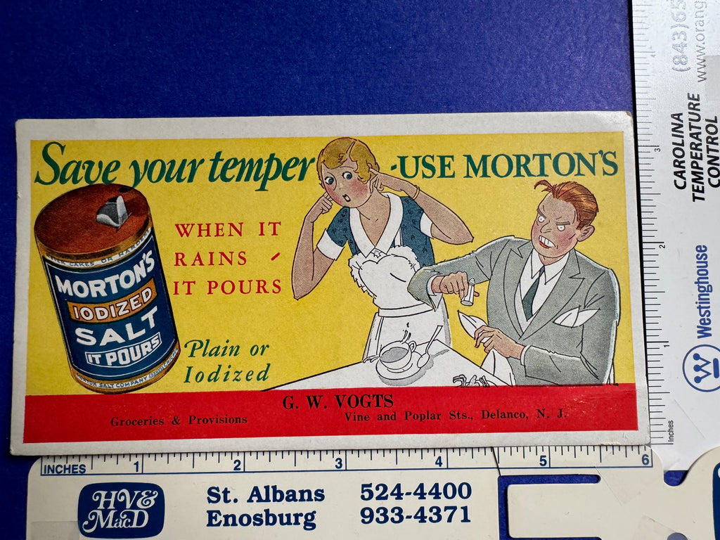 NJ, Delanco - Morton Iodized Salt Advertising blotter (original SOLD) w01788
