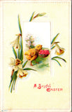 Easter - Anthropomorphic - chick carrying basket of flowers postcard - W02305