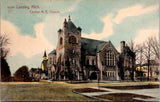 MI, LANSING - Central M E Church and houses postcard - w02672