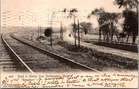 MA, Northampton - Road to Hadley, railroad tracks - 1906 postcard - W02681
