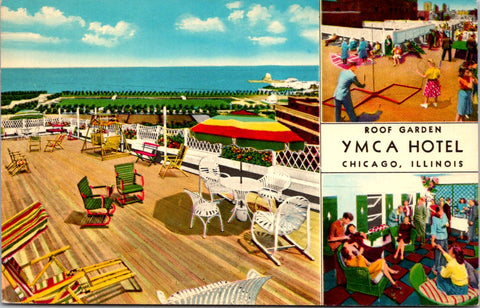 IL, Chicago Illinois - YMCA Hotel, Roof Garden postcard