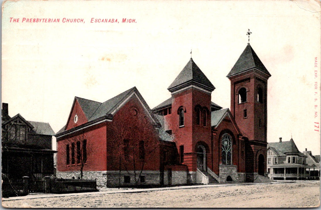 MI, ESCANABA - Presbyterian Church - postcard made for F S B - W03011
