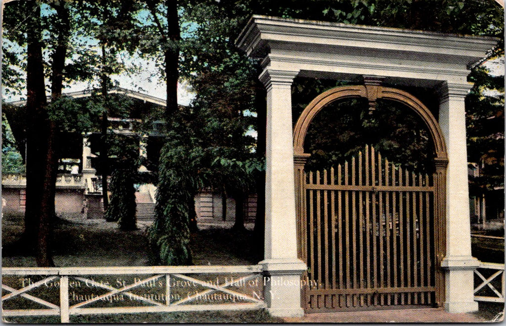 NY, CHAUTAUQUA - Chautauqua Institute Gate entrance postcard - w03233