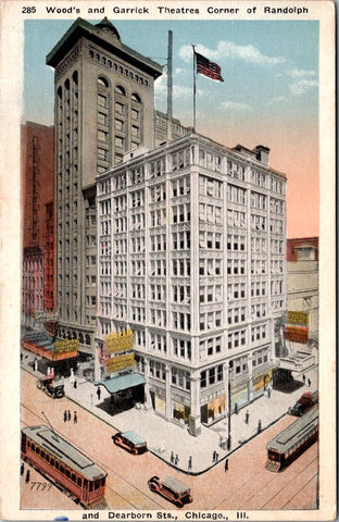IL, Chicago Illinois - Woods and Garrick Theatres postcard