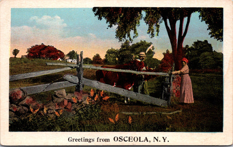 NY, OSCEOLAO - Greetings from - 1924 postmarked postcard - w03414