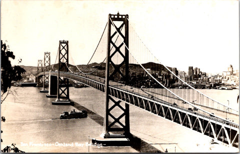 CA, San Francisco - Oakland Bay Bridge closeup postcard - W03415