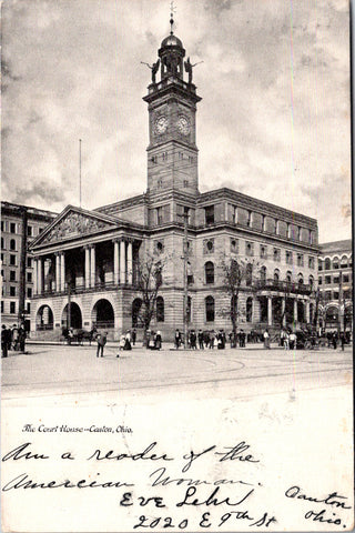OH, Canton - Court House - guy sweeping street - 1905 postcard - w03577