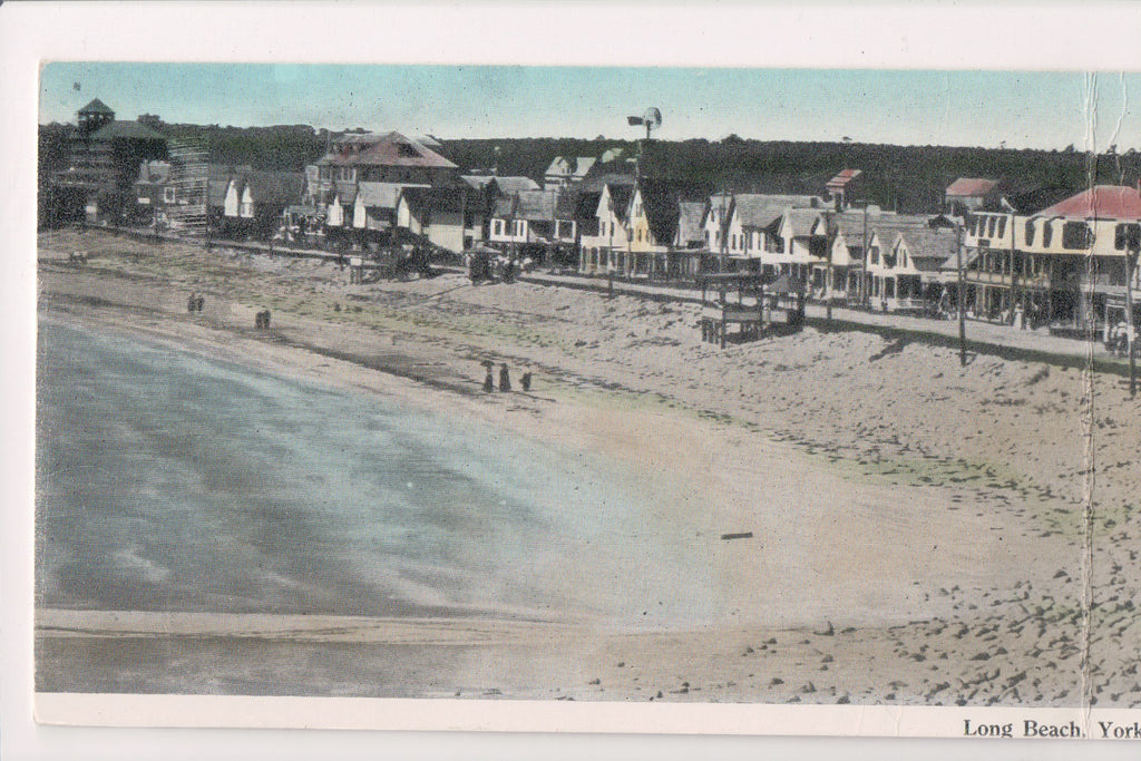 ME, YORK - Long Beach - houses, shoreline closeup - bifold postcard - W03578