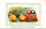Easter - Anthropomorphic - chicks pulling a cart postcard - W04247