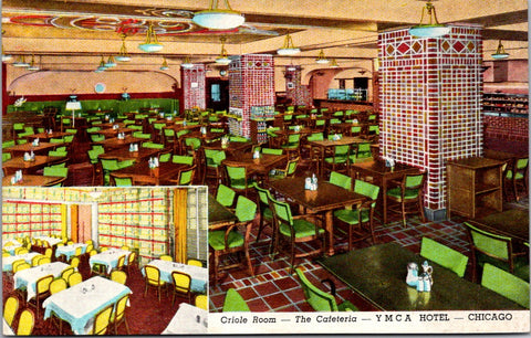 IL, Chicago Illinois - YMCA Hotel Criole Room Cafeteria postcard