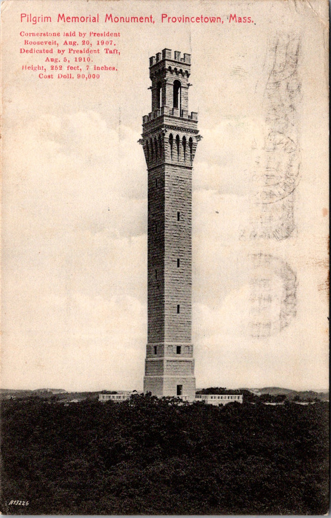 MA, PROVINCETOWN - Pilgrim Memorial Monument w/stats - 1911 postcard - W04833
