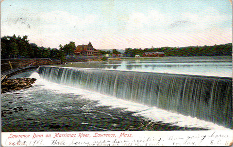 MA, Lawrence - Lawrence Dam on Marrimac River - 1906 postcard - W04867