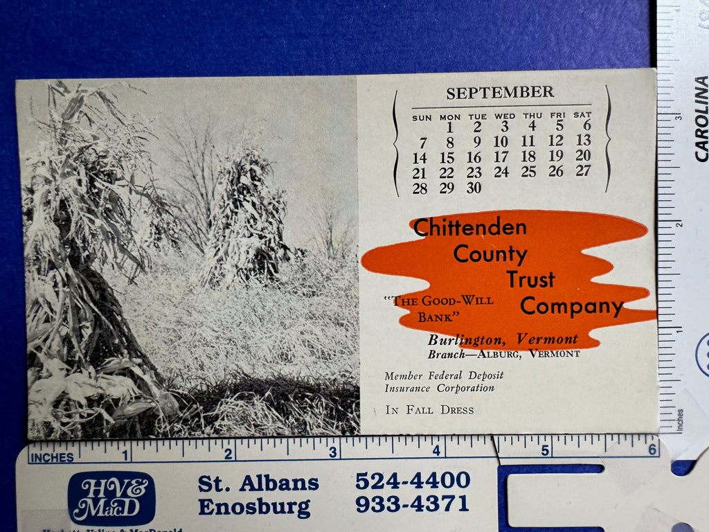 VT, Burlington - Chittenden County Trust Co - 1952 Calendar Blotter - w04943