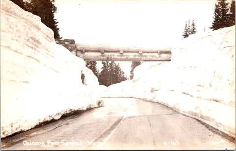 WA, CHINOOK PASS SUMMIT - MT Rainier National Park on Logs - 1950 RPPC - WK0003