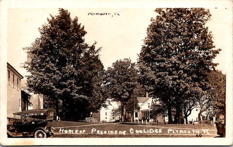 VT, PLYMOUTH - President Coolidge Home, white car tires with chains RPPC - WK0025