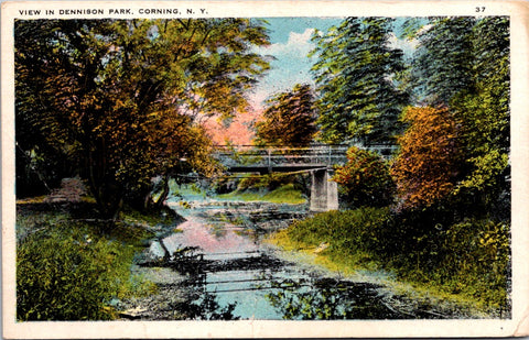 NY, CORNING - Dennison Park, Bridge @1936 vintage postcard - WK0036