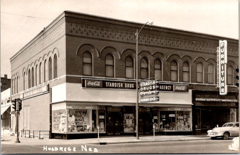 NE, HOLDREGE - Standish Drug, Coca Cola sign, store front windows etc RPPC - wk0251
