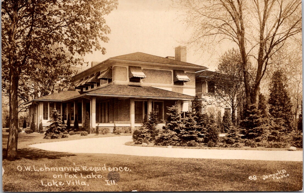 IL, LAKE VILLA - O W Lehmanns residence on Fox Lake RPPC (original SOLD) wk0259