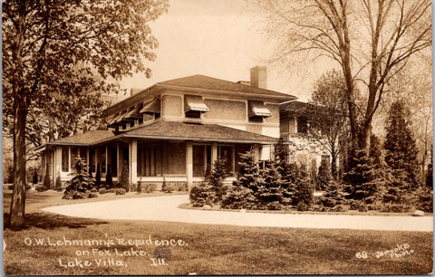 IL, LAKE VILLA - O W Lehmanns residence on Fox Lake RPPC (original SOLD) wk0259